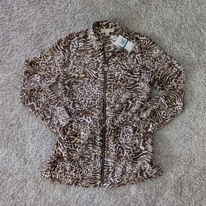 NWT MICHAEL Michael Kors women's zippeeed Top Windbreaker Jacket Or Top